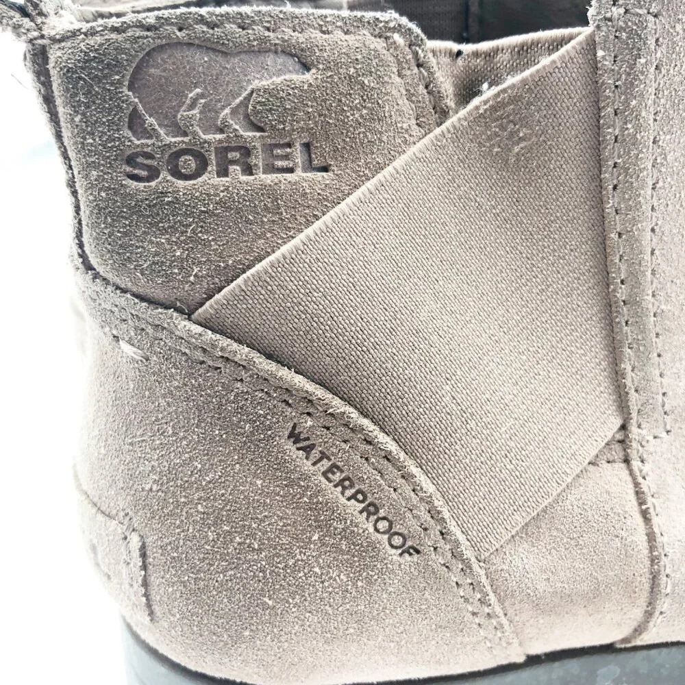 SOREL Boots Womens 6 Emelie Tan Suede Chelsea Ankle Boot Waterproof or Youth 5